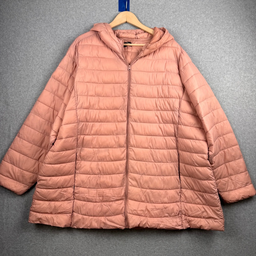 Torrid Puffer Jacket Womens 4X Pink Hooded Quilted Lightweight Packable Winter